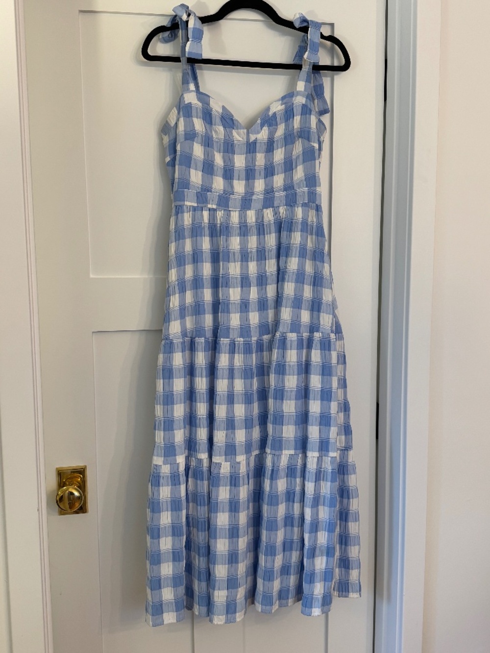 O.P.T Blue Gingham Midi Dress